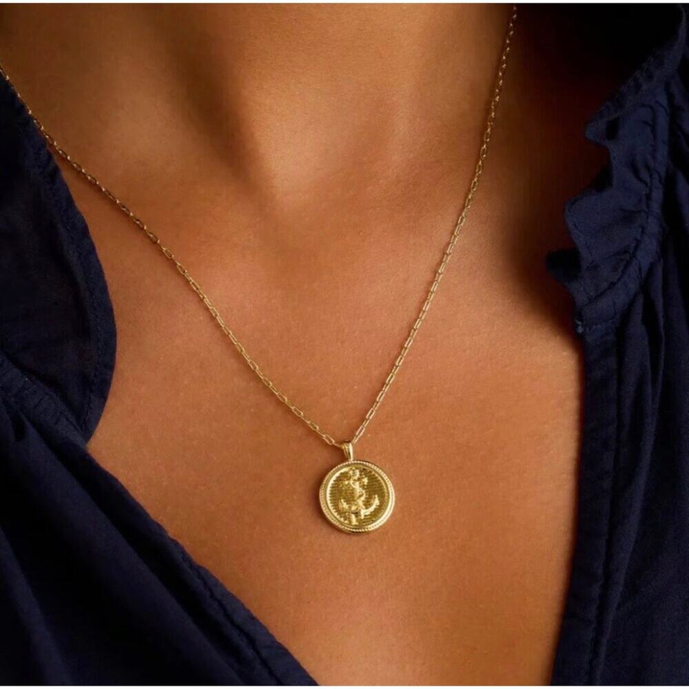 NWT Gorjana Gold Anchor Coin Necklace